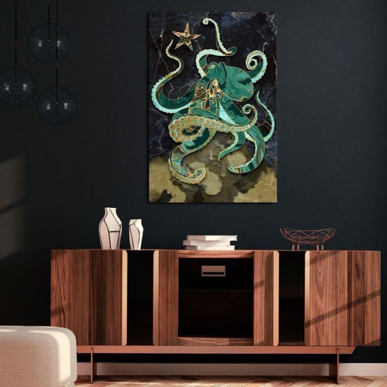 Schilderij - Marble Octopus (1 Part) Vertical