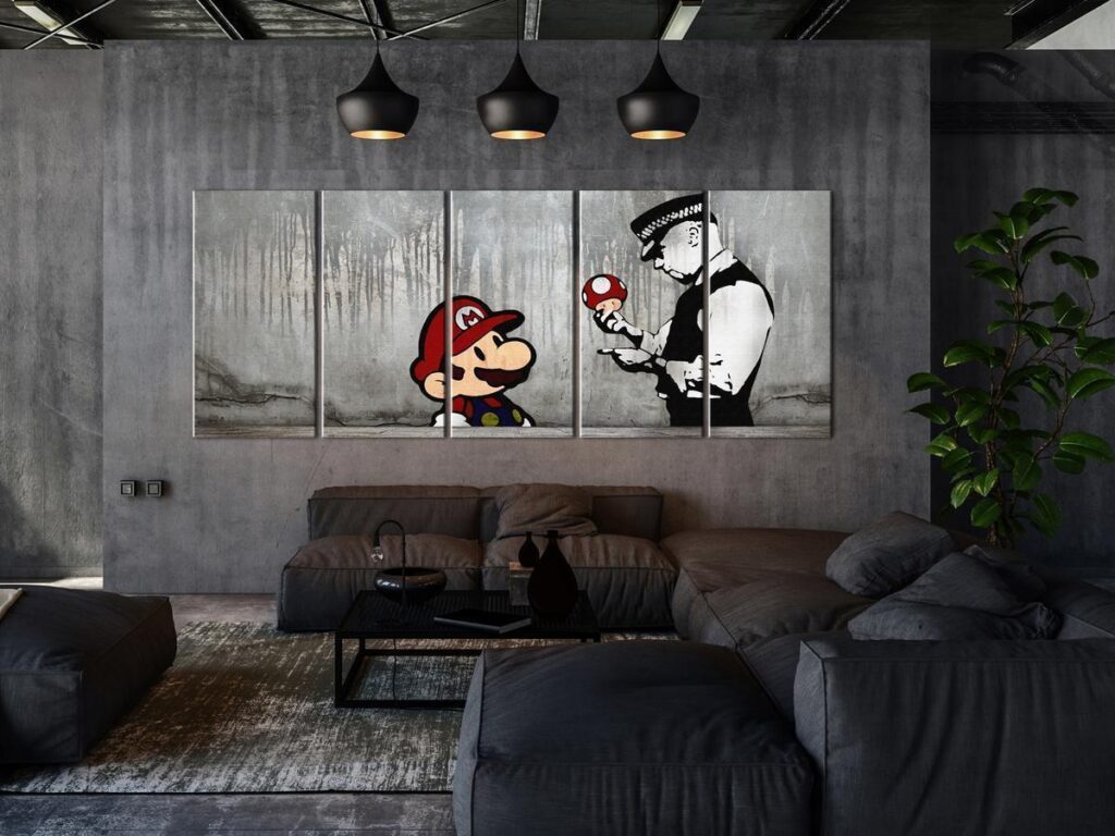 Schilderij - Mario Bros on Concrete