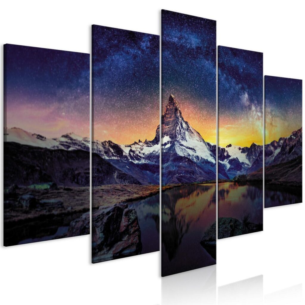 Schilderij - Matterhorn (5 Parts) Wide