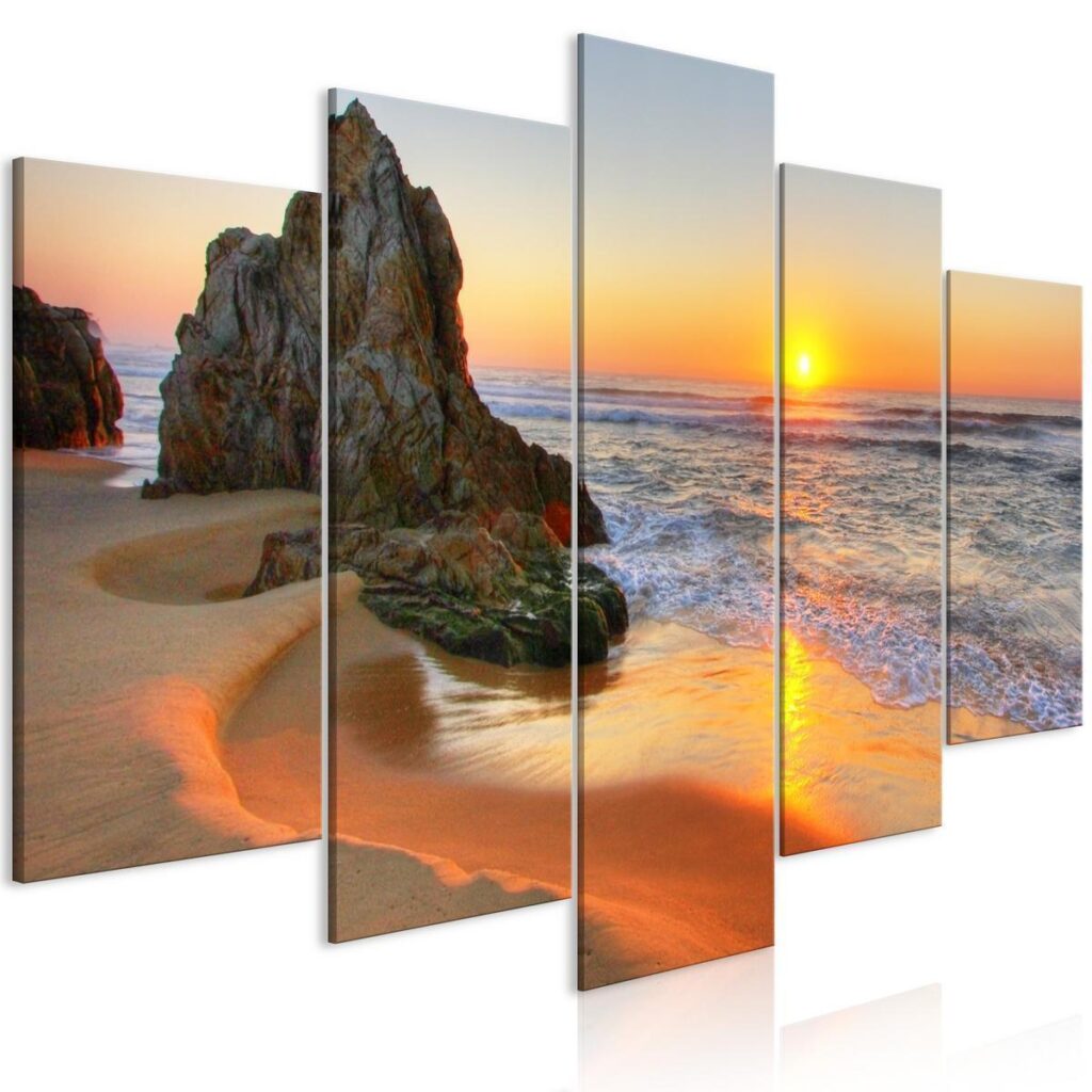Schilderij - Meeting at Sunset (5 Parts) Wide