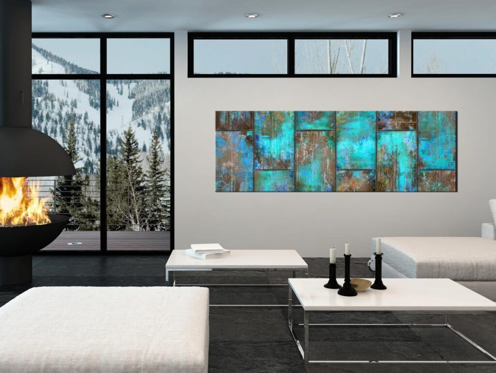 Schilderij - Metal Mosaic: Blue - Afbeelding 2