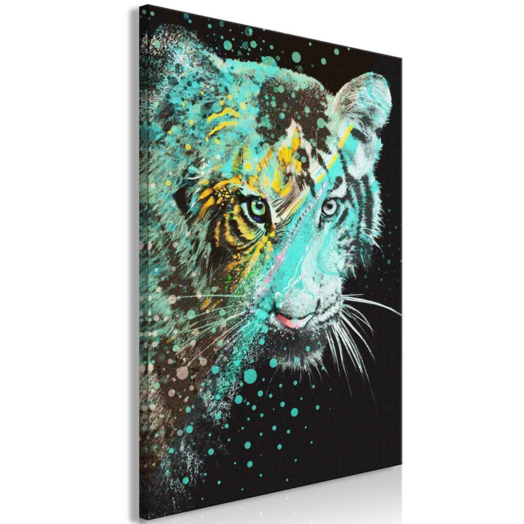 Schilderij - Mint Tiger (1 Part) Vertical - Afbeelding 2