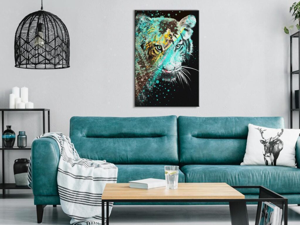 Schilderij - Mint Tiger (1 Part) Vertical