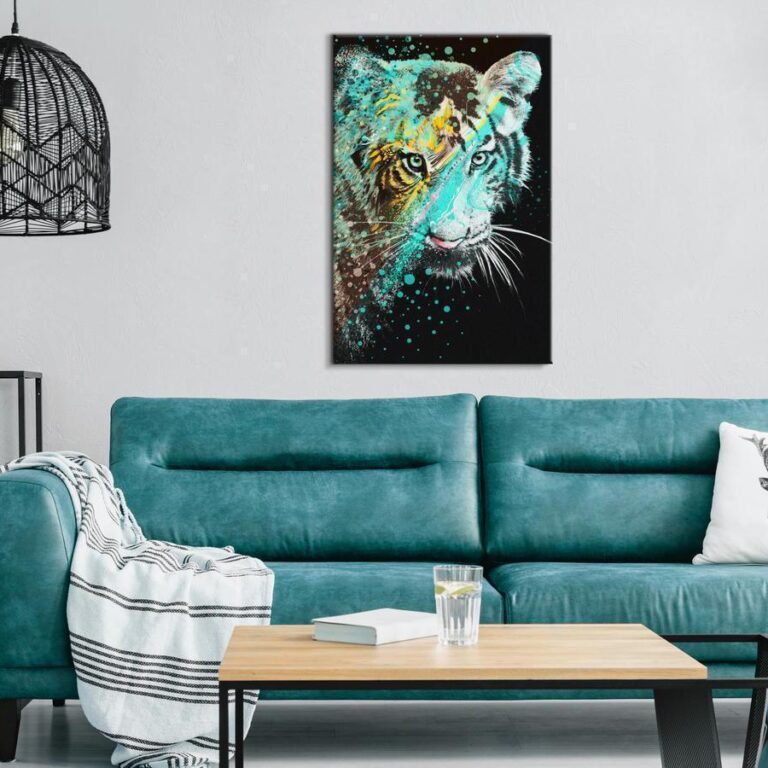 Schilderij - Mint Tiger (1 Part) Vertical