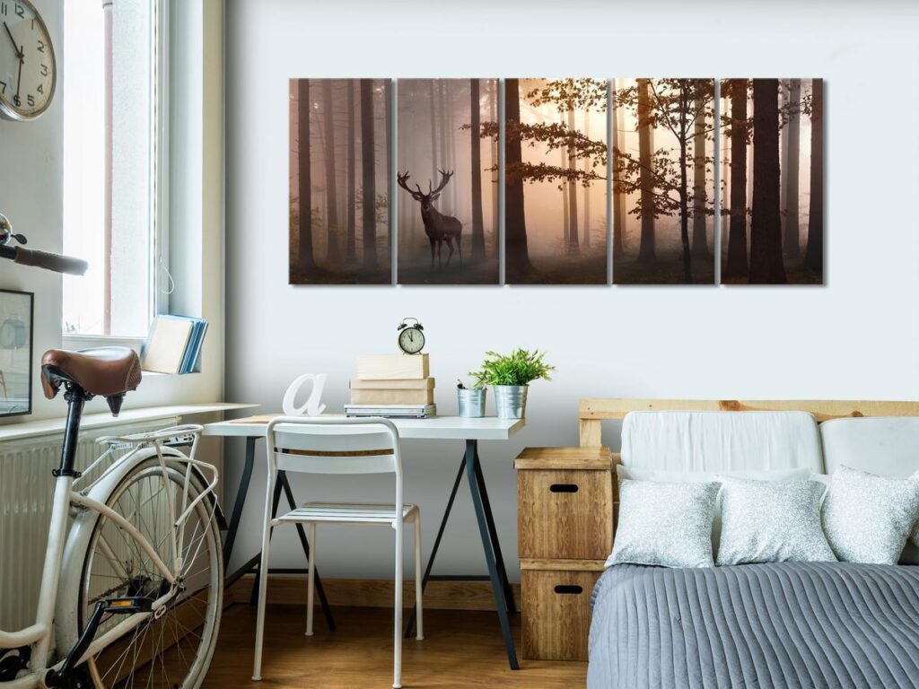 Schilderij - Morning (5 Parts) Narrow Brown - Afbeelding 2