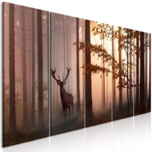 Schilderij - Morning (5 Parts) Narrow Brown