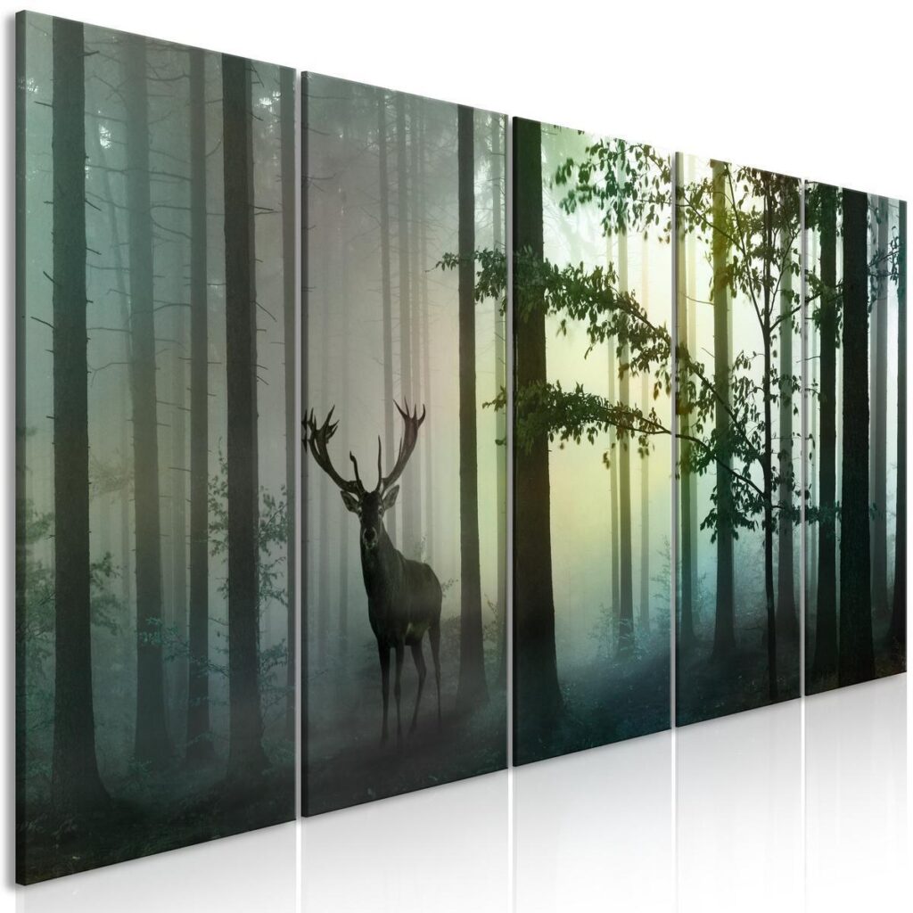 Schilderij - Morning (5 Parts) Narrow Green - Afbeelding 2