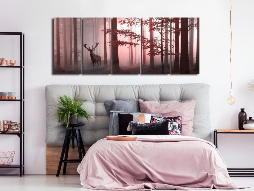 Schilderij - Morning (5 Parts) Narrow Pink - Afbeelding 2
