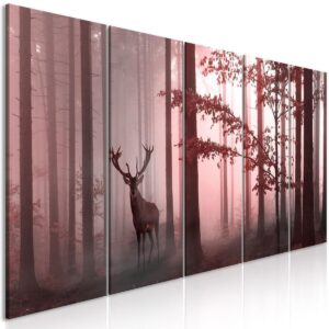 Schilderij - Morning (5 Parts) Narrow Pink