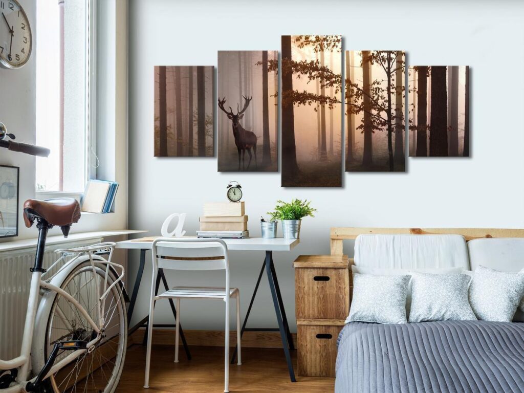 Schilderij - Morning (5 Parts) Wide Brown - Afbeelding 2