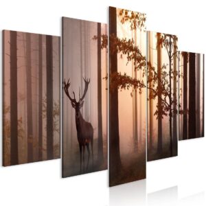 Schilderij - Morning (5 Parts) Wide Brown