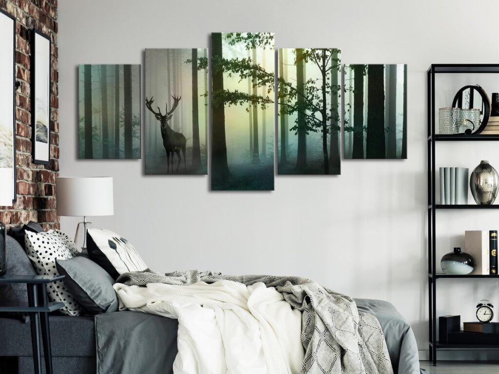 Schilderij - Morning (5 Parts) Wide Green - Afbeelding 2