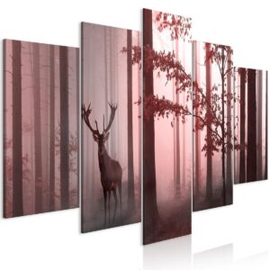 Schilderij - Morning (5 Parts) Wide Pink