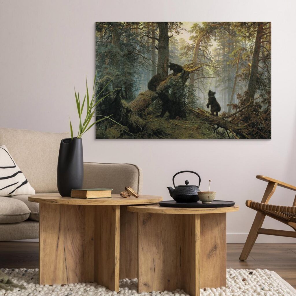 Schilderij - Morning in a Pine Forest - Afbeelding 2