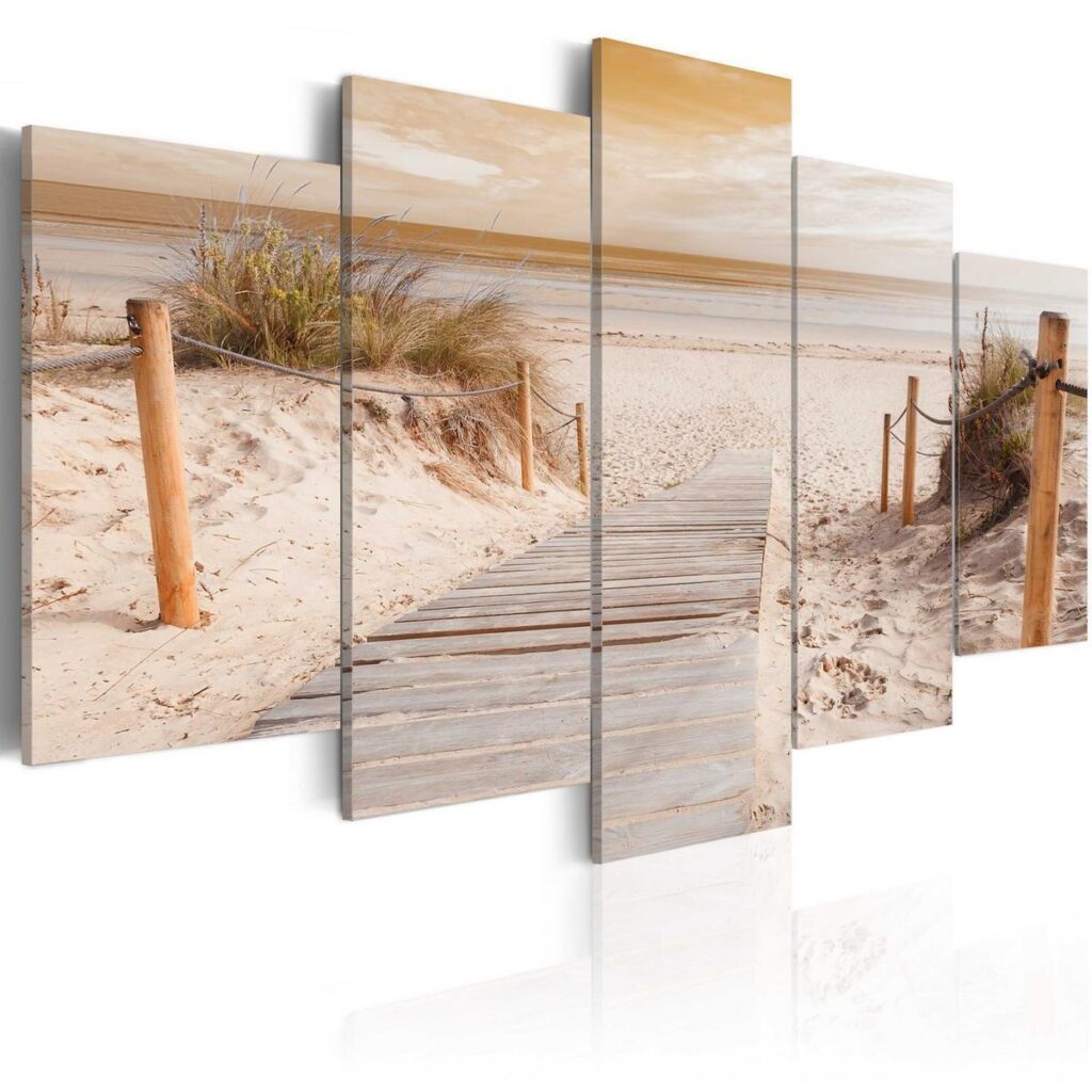 Schilderij - Morning on the beach - sepia - Afbeelding 2