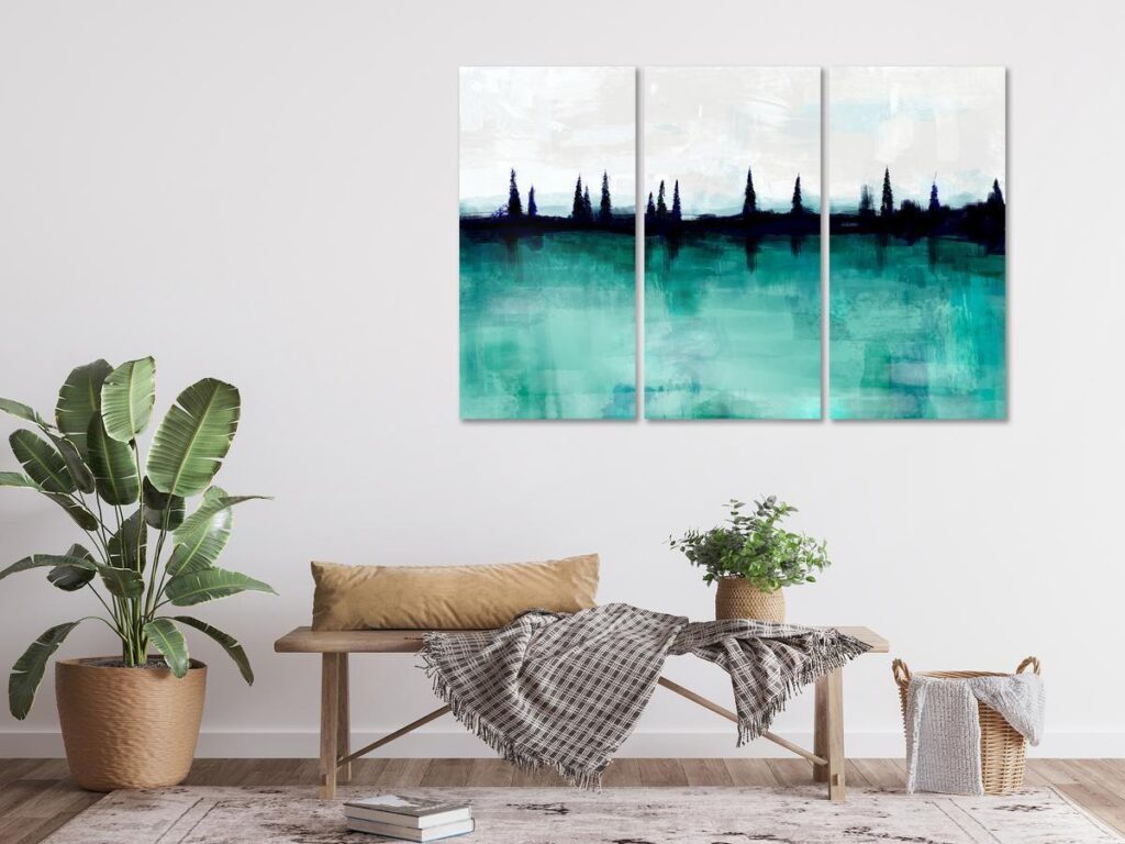 Schilderij - Mountain Lake (3 Parts) - Afbeelding 2