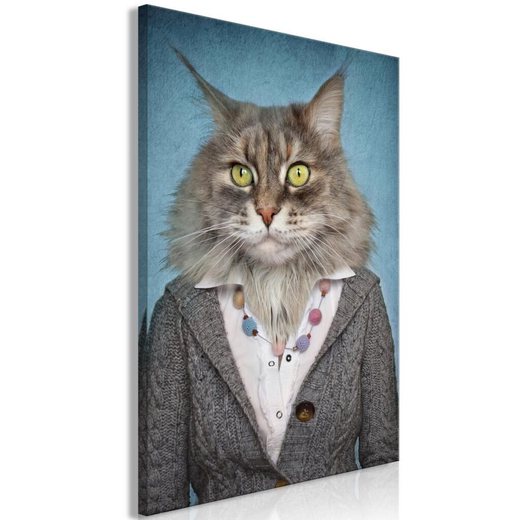 Schilderij - Mrs Cat (1 Part) Vertical - Afbeelding 2