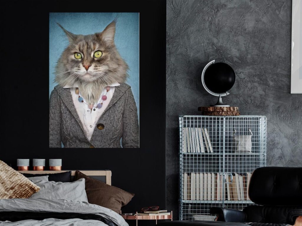 Schilderij - Mrs Cat (1 Part) Vertical