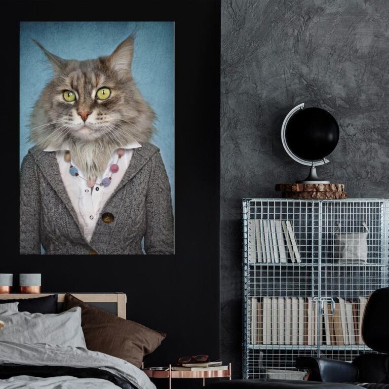 Schilderij - Mrs Cat (1 Part) Vertical