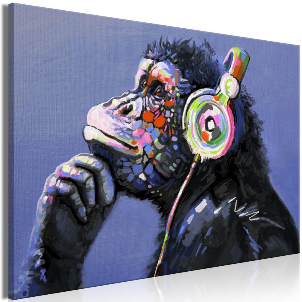Schilderij - Musical Monkey (1 Part) Wide - Afbeelding 2