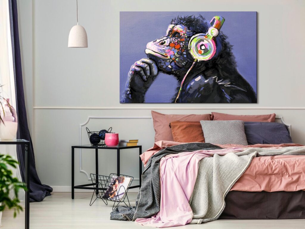 Schilderij - Musical Monkey (1 Part) Wide
