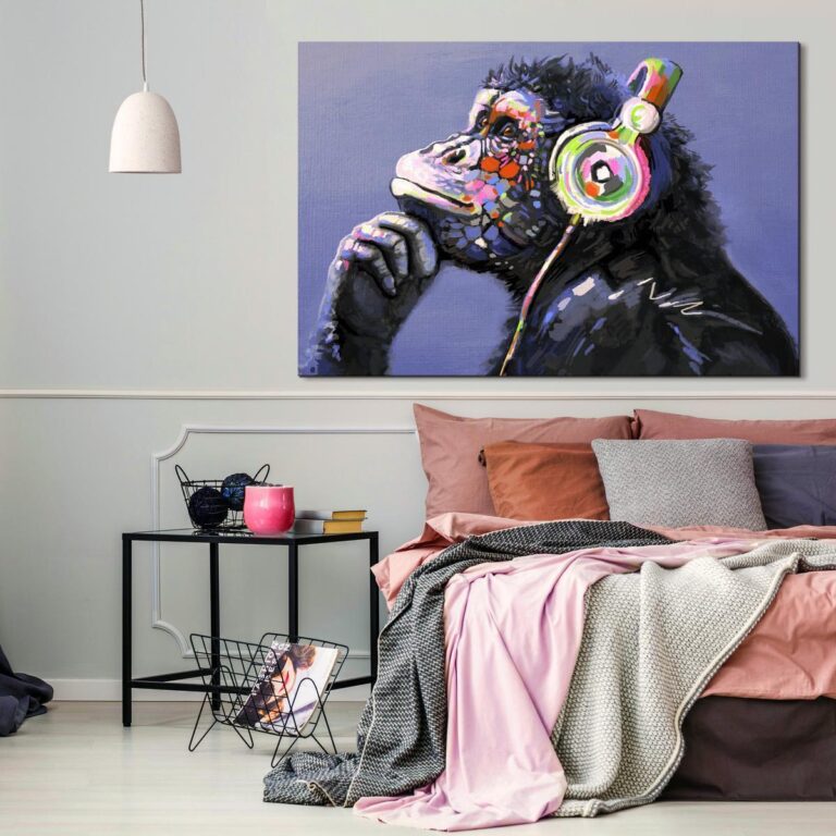 Schilderij - Musical Monkey (1 Part) Wide