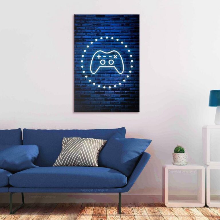 Schilderij - Neon Gamepad