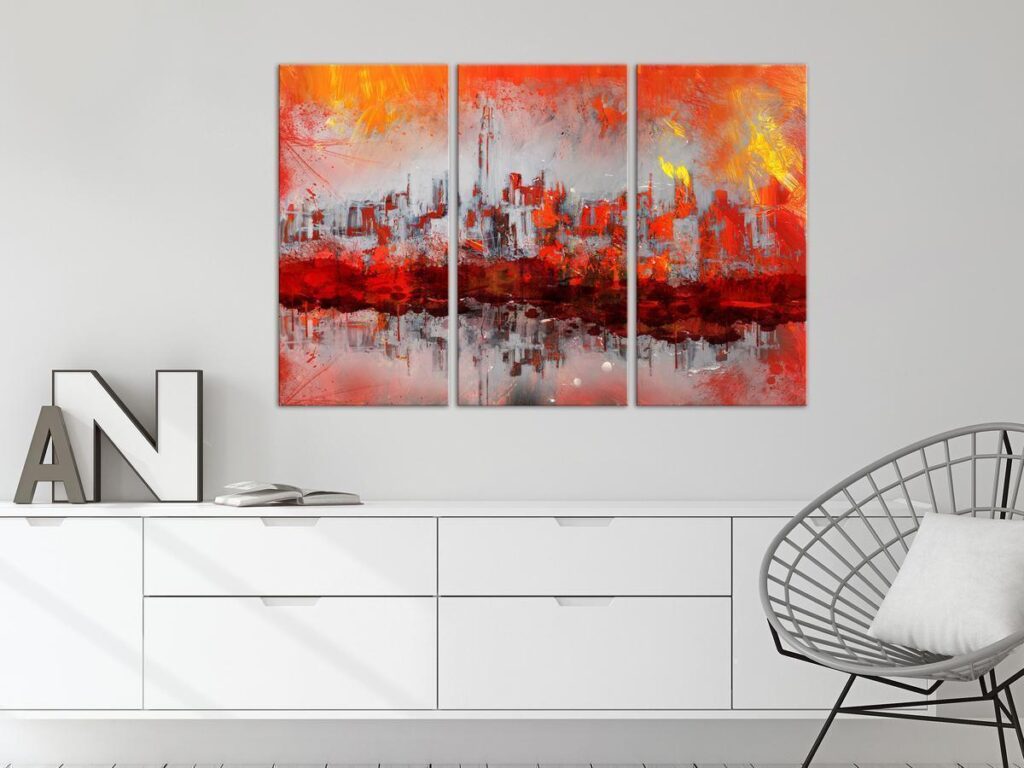 Schilderij - New York Sunset (3 Parts) - Afbeelding 2