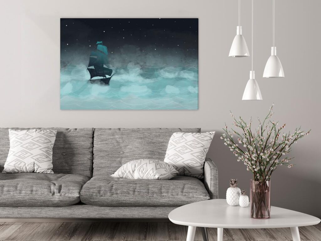 Schilderij - Night Waves (1 Part) Wide - Second Variant - Afbeelding 2
