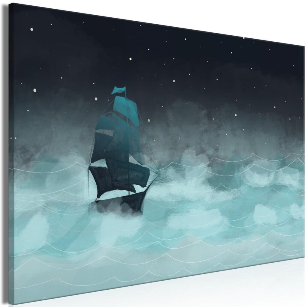 Schilderij - Night Waves (1 Part) Wide - Second Variant