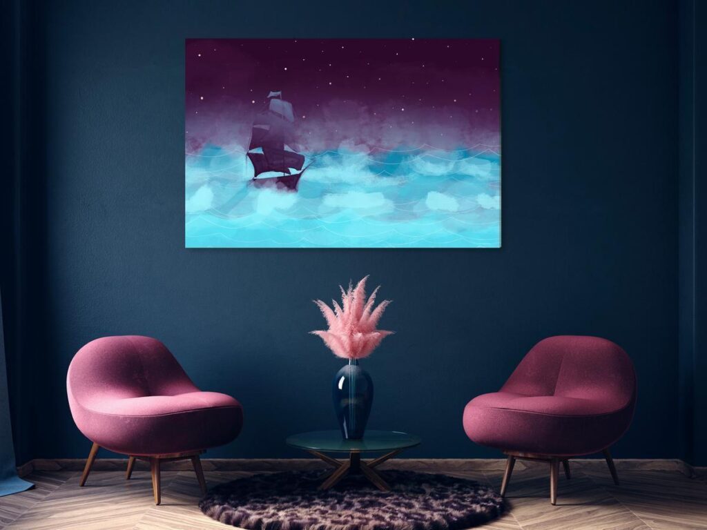 Schilderij - Night Waves (1 Part) Wide - Third Variant - Afbeelding 2