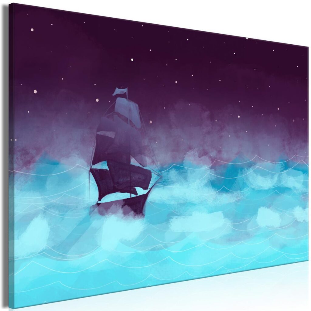 Schilderij - Night Waves (1 Part) Wide - Third Variant