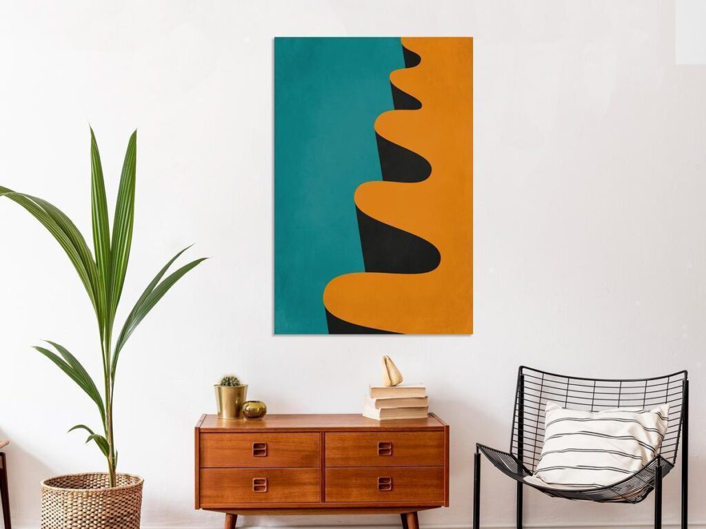 Schilderij - Orange Wave (1 Part) Vertical