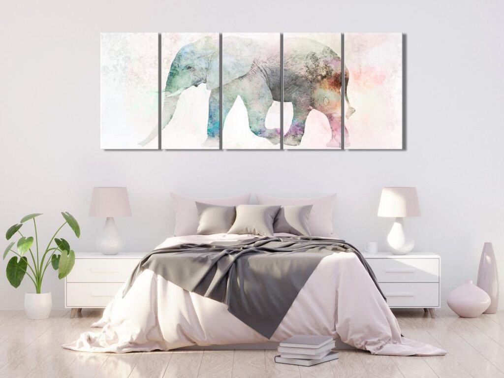 Schilderij - Painted Elephant (5 Parts) Narrow - Afbeelding 2