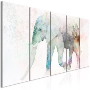 Schilderij - Painted Elephant (5 Parts) Narrow