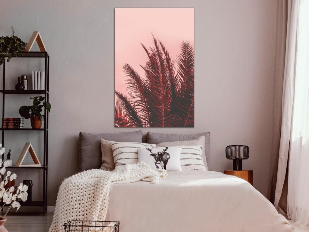 Schilderij - Palm Trees at Sunset (1 Part) Vertical