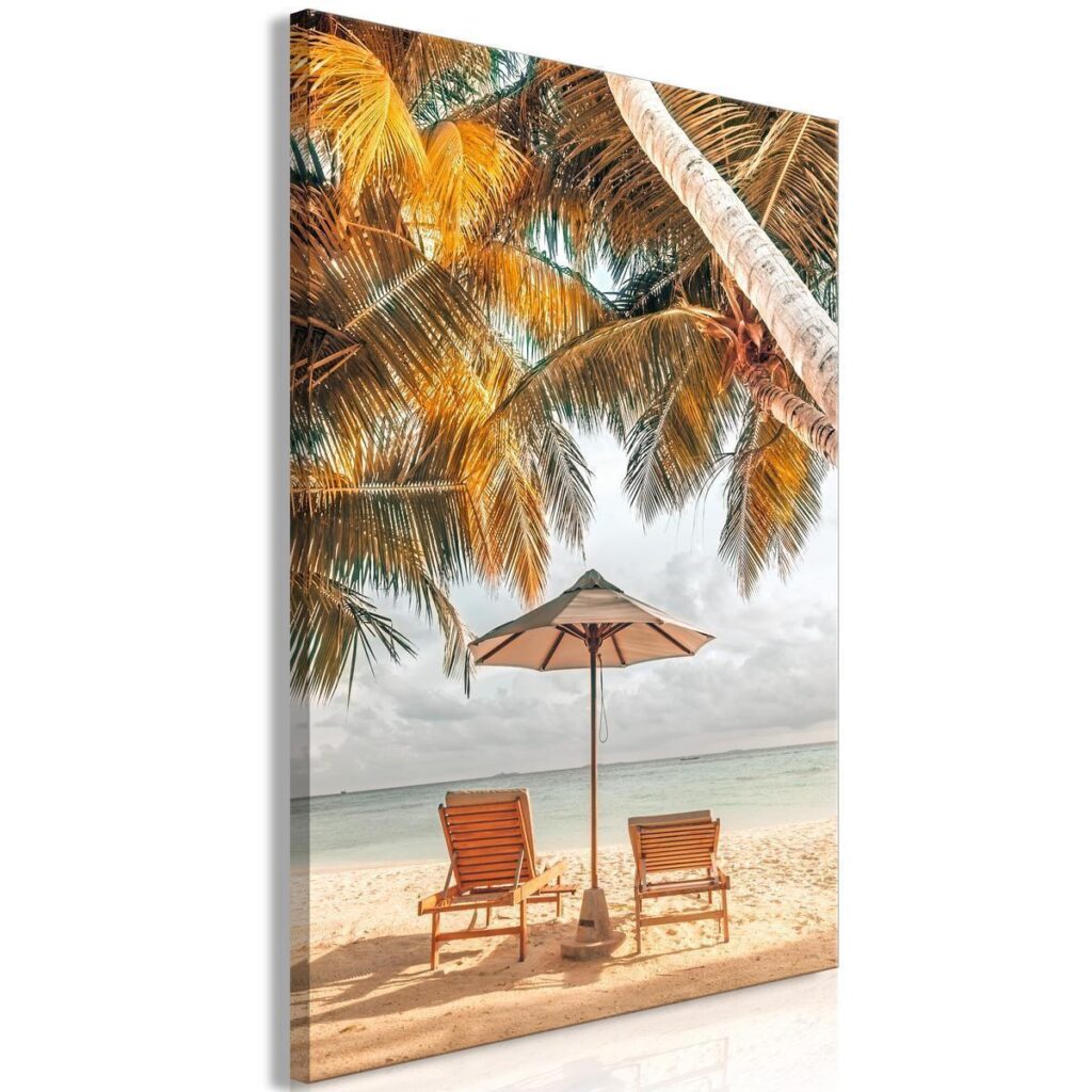 Schilderij - Palm Umbrella (1 Part) Vertical - Afbeelding 2