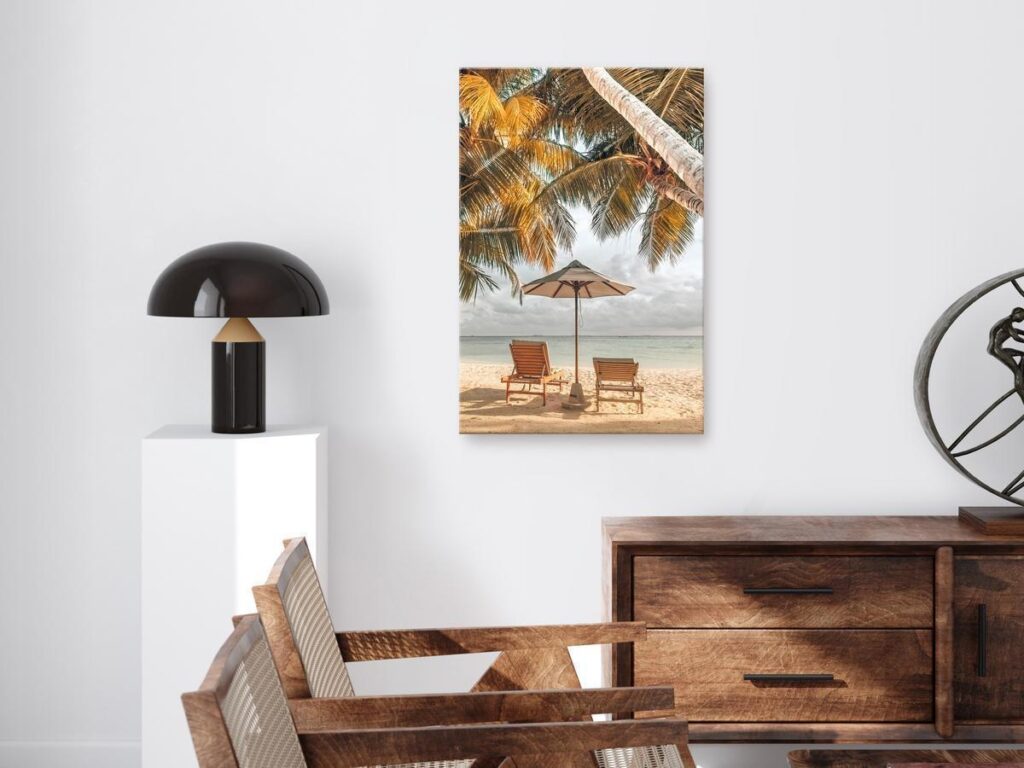 Schilderij - Palm Umbrella (1 Part) Vertical