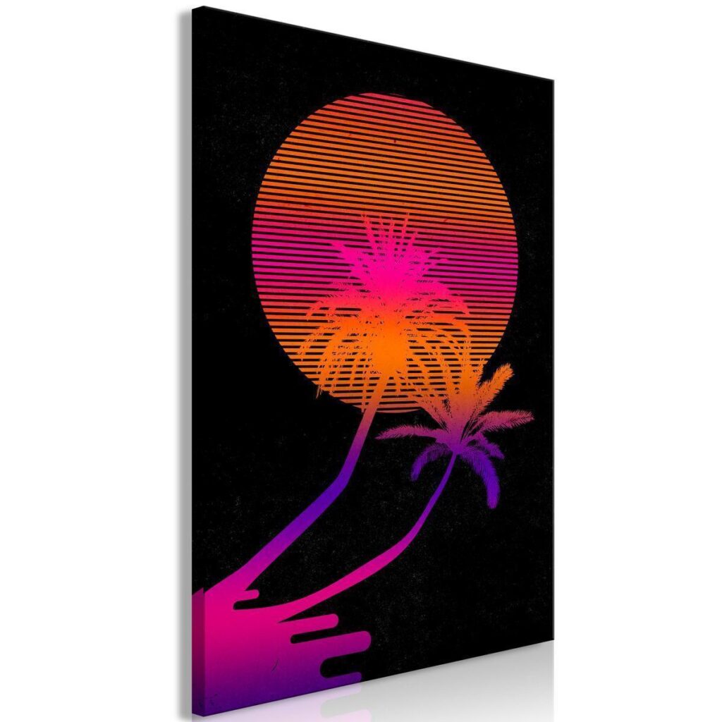 Schilderij - Palm at Sunrise (1 Part) Vertical - Afbeelding 2