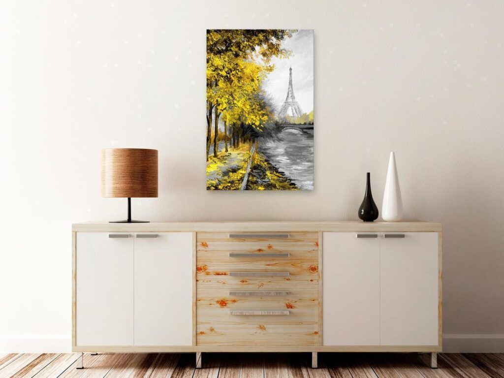 Schilderij - Paris Channel (1 Part) Vertical Yellow