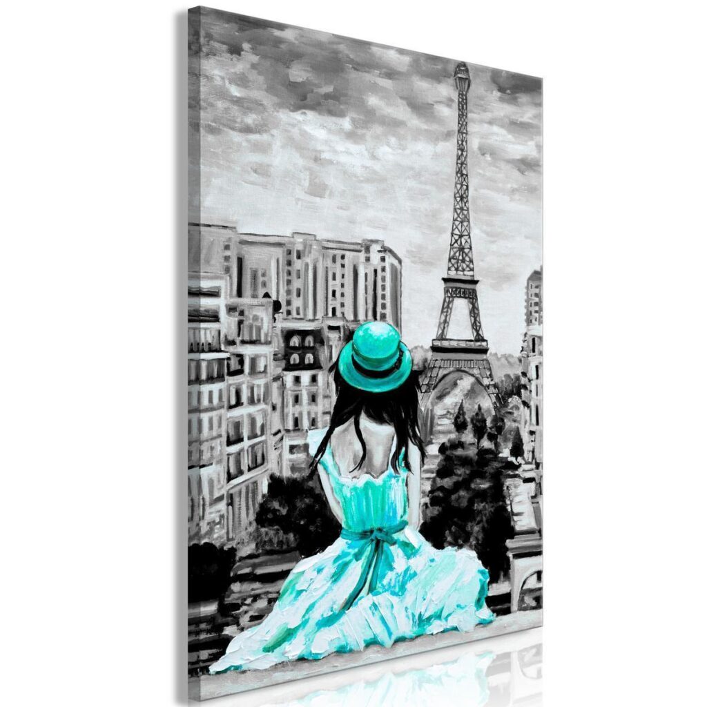 Schilderij - Paris Colour (1 Part) Vertical Green - Afbeelding 2