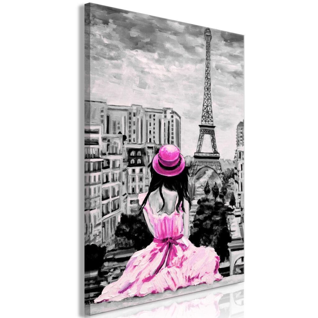 Schilderij - Paris Colour (1 Part) Vertical Pink - Afbeelding 2