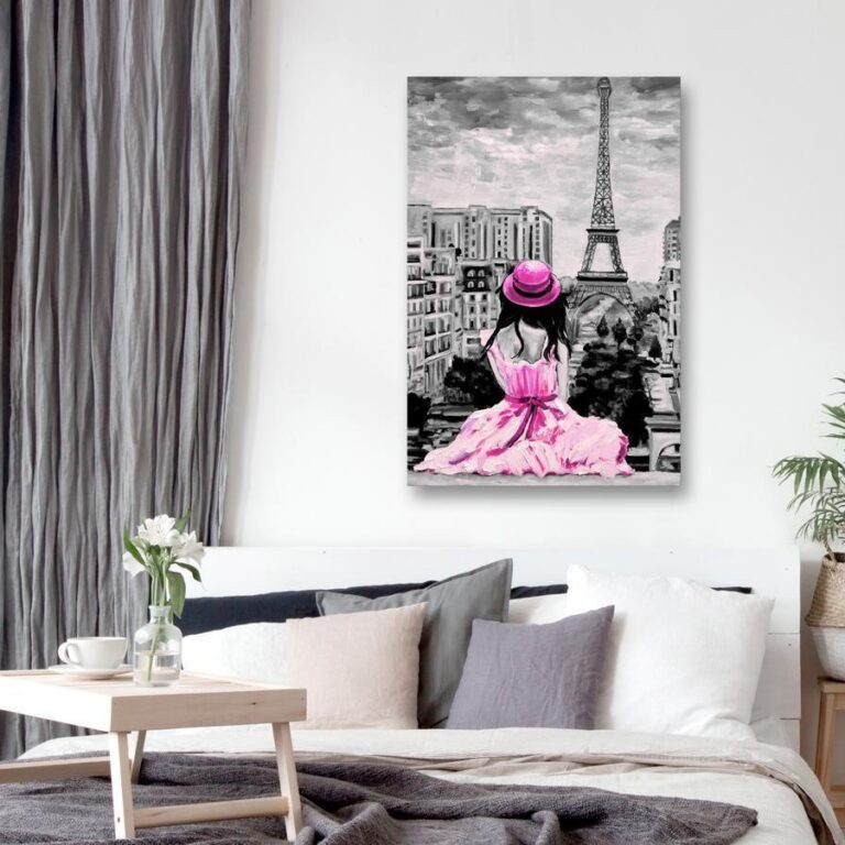 Schilderij - Paris Colour (1 Part) Vertical Pink
