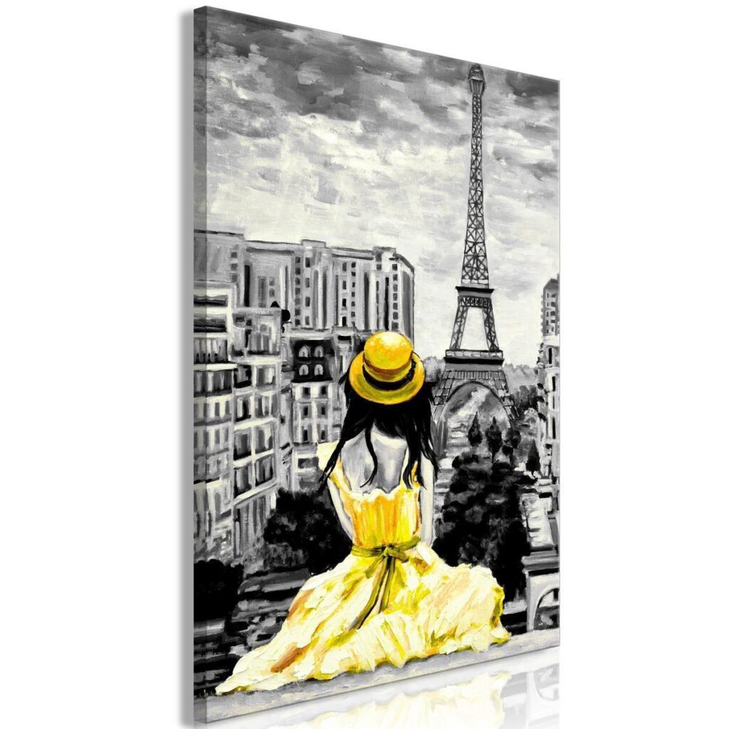 Schilderij - Paris Colour (1 Part) Vertical Yellow - Afbeelding 2