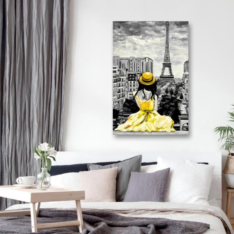 Schilderij - Paris Colour (1 Part) Vertical Yellow