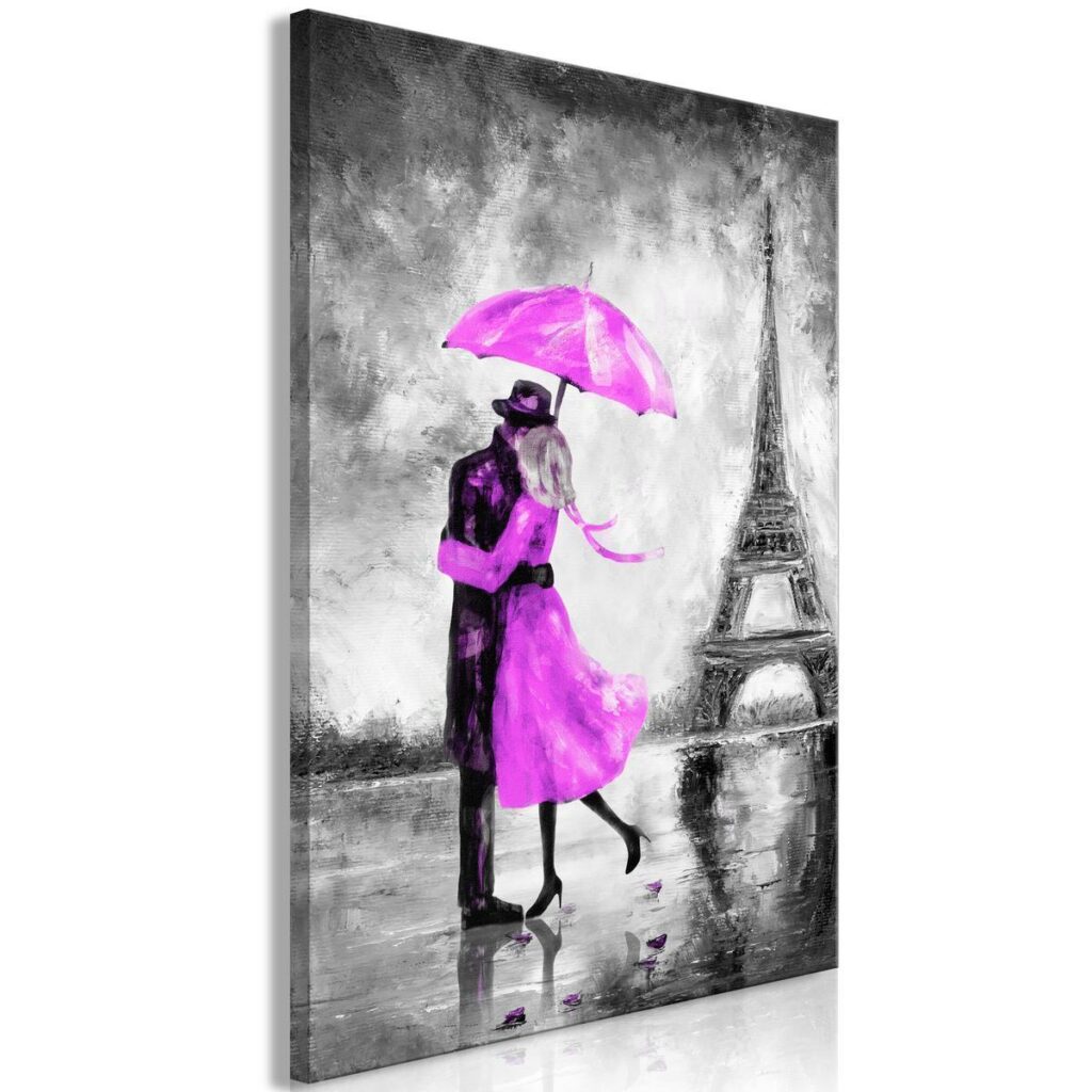 Schilderij - Paris Fog (1 Part) Vertical Pink - Afbeelding 2