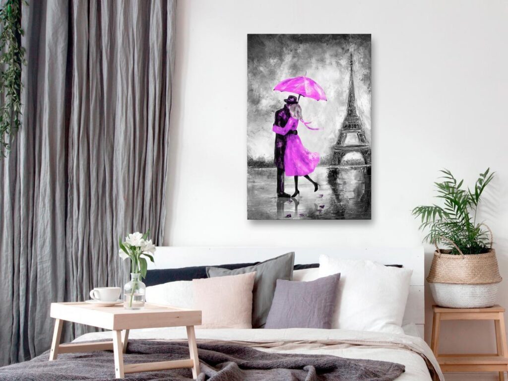 Schilderij - Paris Fog (1 Part) Vertical Pink