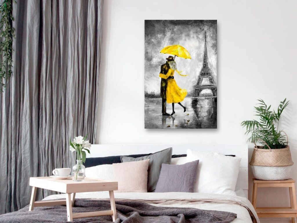Schilderij - Paris Fog (1 Part) Vertical Yellow