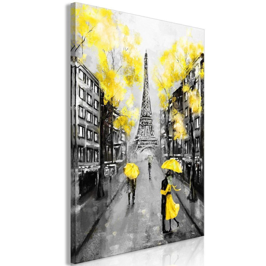 Schilderij - Paris Rendez-Vous (1 Part) Vertical Yellow - Afbeelding 2