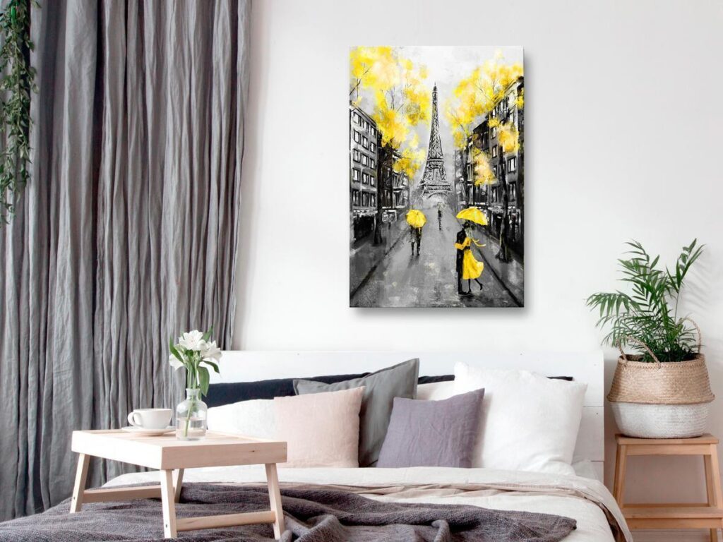 Schilderij - Paris Rendez-Vous (1 Part) Vertical Yellow